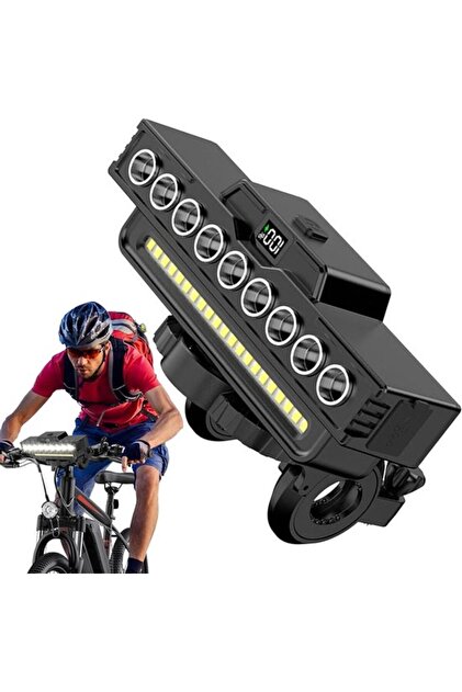 Lumină frontală pentru bicicletă - Lampă de siguranță pentru bicicletă - Plimbări nocturne - Semnal sonor puternic de 130dB - Reîncărcabilă prin USB - Negru