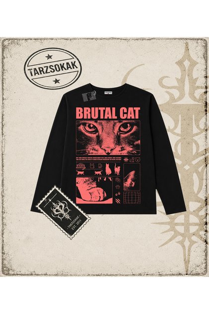 Gotik & Grunge STREETWEAR BRUTAL CAT Long Sleeve