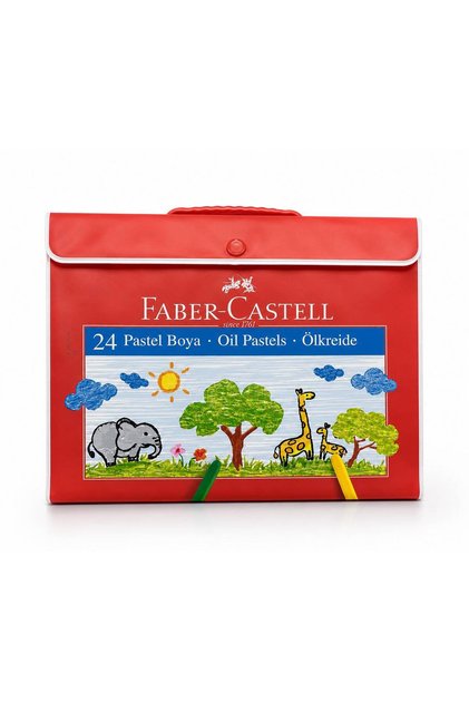 Faber-Castell 24 Renk Pastel Boya Yağlı Pastel Boya Seti Çantalı Kutu 2+ Yaş