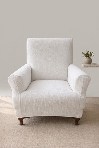 Single Seat Sofa Cover Jacquard Fabric Elastic Flexible Washable Sofa Bed Cover Non-Slip 1 Piece Armchair Cover Mustard