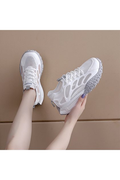 Women's Cutout Mesh Sports Lace-Up Sneakers