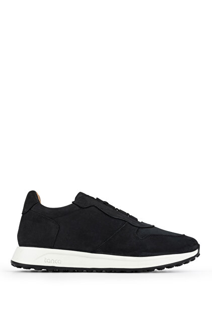 Erkek Hakiki Deri Siyah Nubuk Sneakers & Spor Ayakkabı