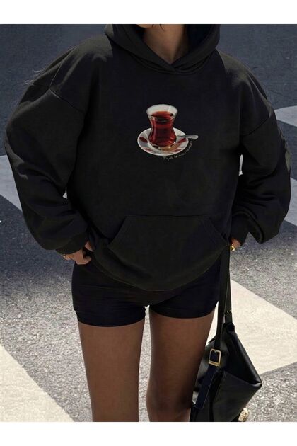 Unisex 3D Size Tea Cup Printed Hooded Sweatshirt