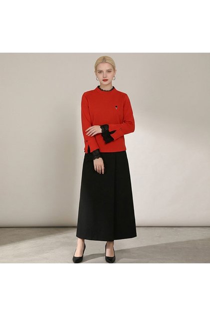 Women's Red High Neck Blouse