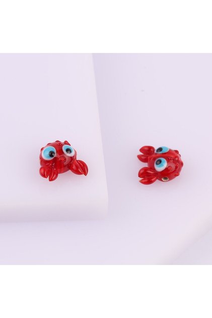 Handmade Murano Glass Red Crab Beads (2 Pieces)