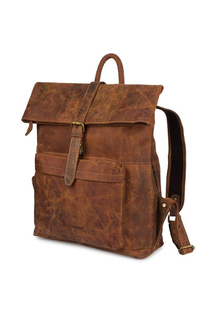 Rucsac din piele pentru laptop de 15.6 inch, mare, A4, business, spațios, maro