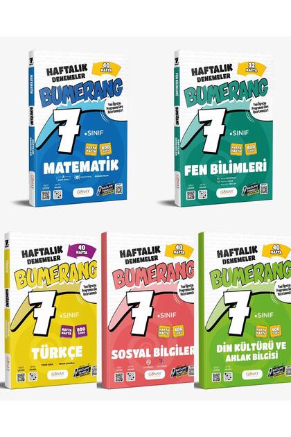 GÜNAY YAYINCILIK 7. SINIF BUMERANG HAFTALIK DENEMELER FEN-MATEMATİK-TÜRKÇE-SOSYAL-DİN TÜM DERSLER (GÜNCEL MÜFREDAT)