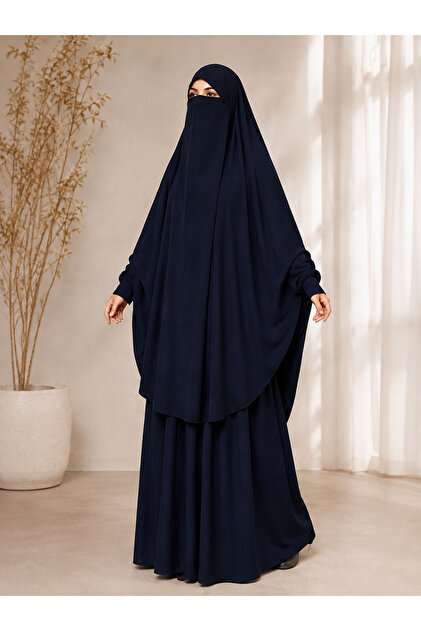 Afghan Takar Sharif Medina Silk Double Hijab Set with Veil and Without Veil
