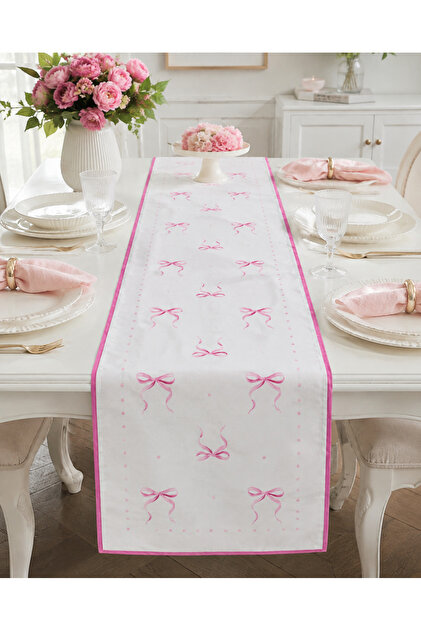Pink Bow Patterned Table Runner - Daily & Special Occasion Table Runner