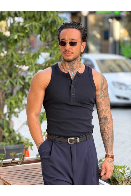 Ribbed Buttoned Lycra Undershirt