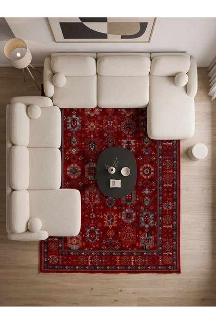 HÜMAYUN - HM008 - - Kırmızı Uzun Ömürlü Yumuşak Dokulu Oturma Odası Mutfak Koridor Yatak Odası Salon Halısı Yolluk Halı