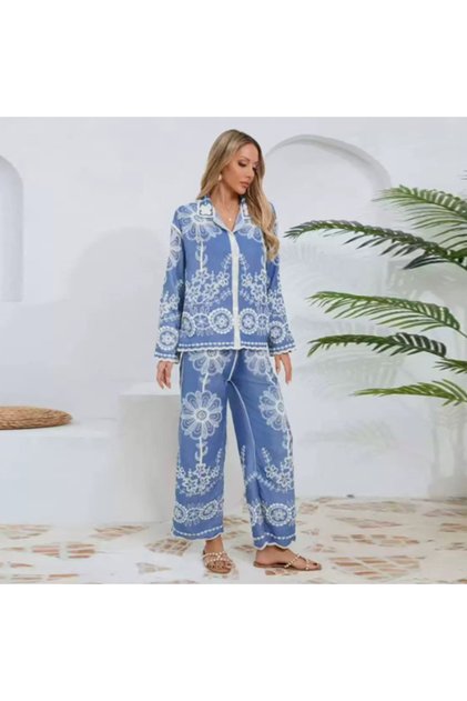 Women's Blue Floral Two-Piece Set