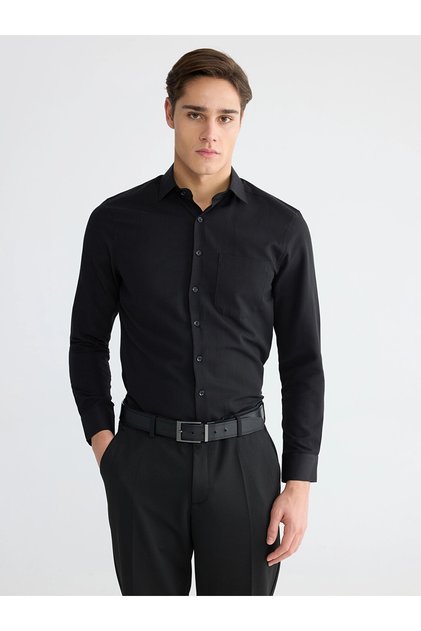 Lcw Business Black Regular Fit Dobby Men's Shirt
