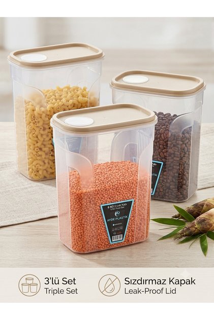 3lü 6 NO ERZAK KABI 7,5 LT ŞEFFAF KAPAKLI