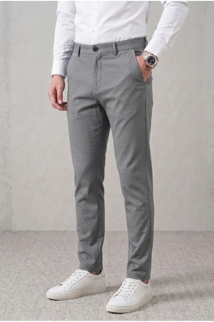 Erkek Slim Fit Likralı Casual Kumaş Pantolon