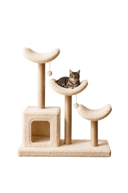 L1 Cat Nest Bed Scratching Tower Luxury 3-Bed Extra Wide Cat-Friendly Fabric Wipeable