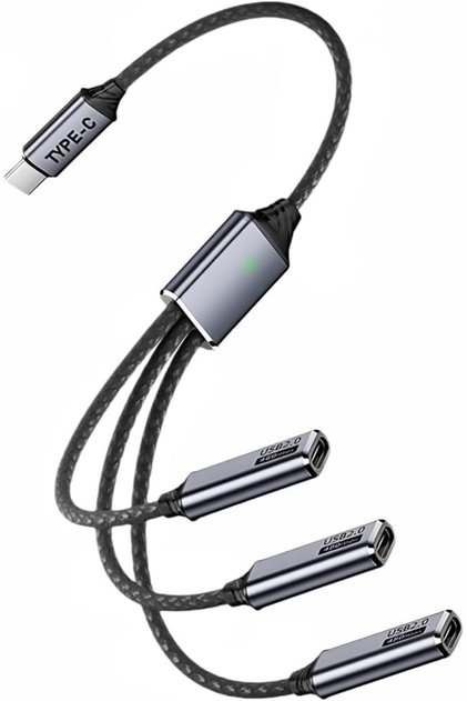 Vireluxe 3 in 1 USB C Splitter Cable ® USB Type C Splitter Power USB Extension Cable with 3 USB C Female Ports Multi