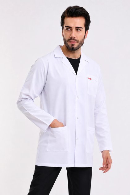 Doktor Öğretmen Erkek Önlük Ceket Boy Ceket Yaka - 171 Beyaz