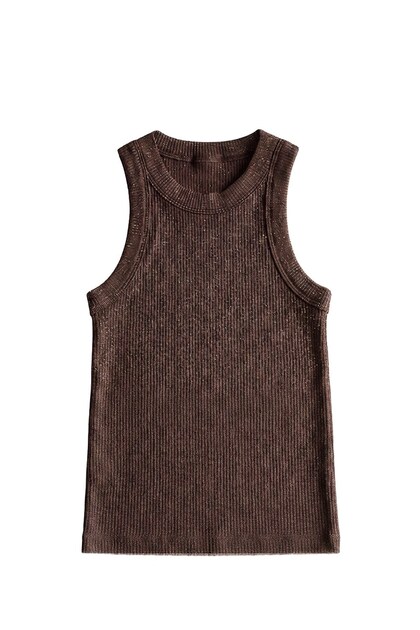 Brauner Glitzer-Unterziehpullover mit dicken Paspeln