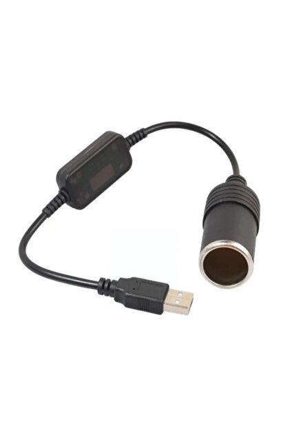 5V - 12V Dişi Araç Çakmak Soketi Dönüştürücü - 30CM Kablolu usb girişli