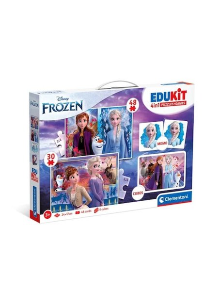 Set de jocuri Frozen Edukit, Clementoni, puzzle, memo, 6 cuburi, multicolor