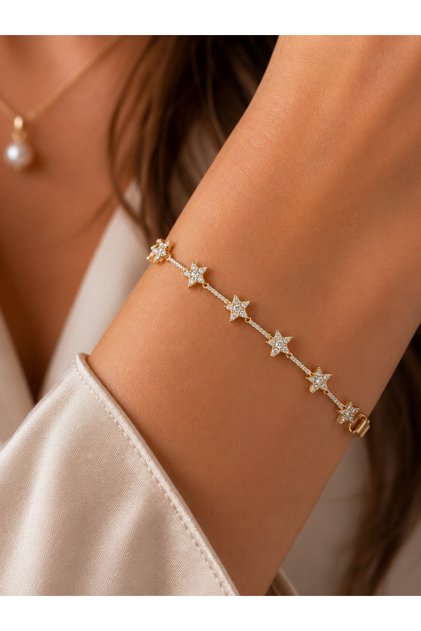Zircon Stone Non-Tarnish Gold Color Women's Steel Bracelet