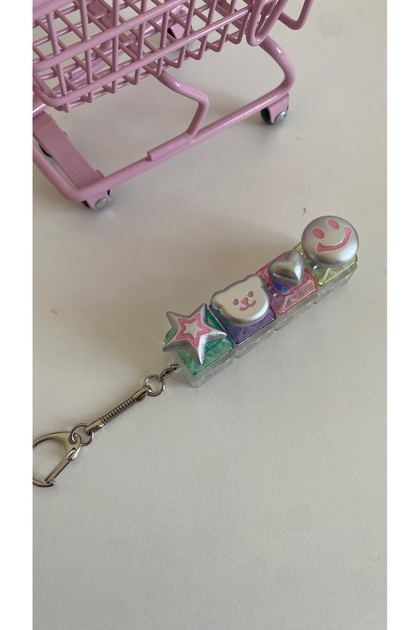 4-Piece Cute Charms Light-Up Clicker Stress Relief Toy with Charm Design Keychain Gift Dinosaur Y2K Marine