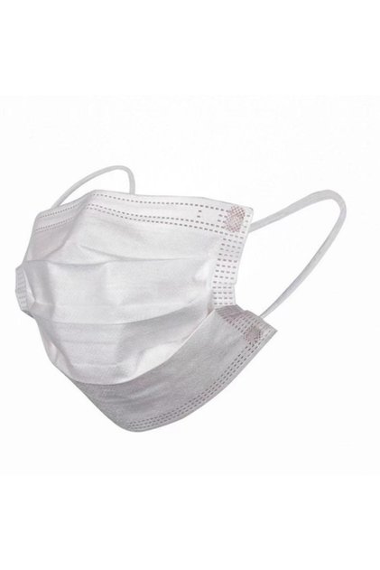 Set de 50 de măști de față de unică folosință, 3 straturi, Alb