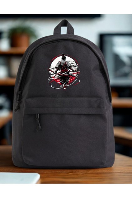 Samurai Printed School, Lecture, Course, Classroom Unisex Black Backpack