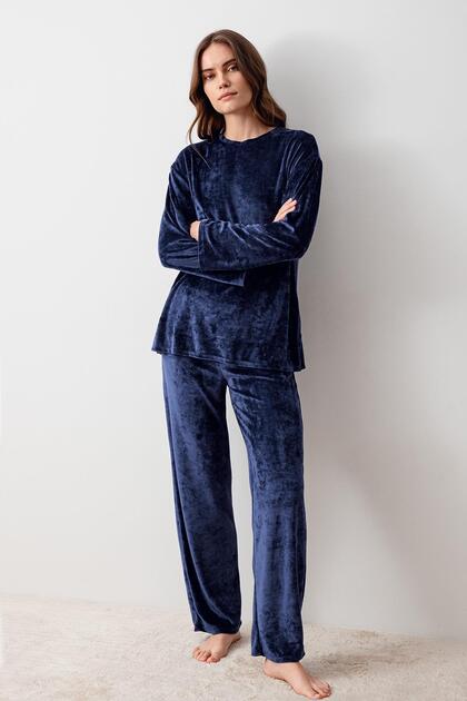 Long Sleeve Flexible Soft Viscose Velvet Pajama Set