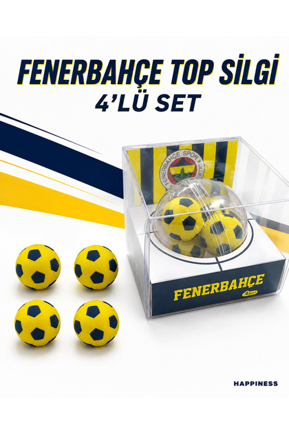 Taraftar Temalı Futbol Topu Şeklinde Silgi 4’lü Set Özel Kutulu
