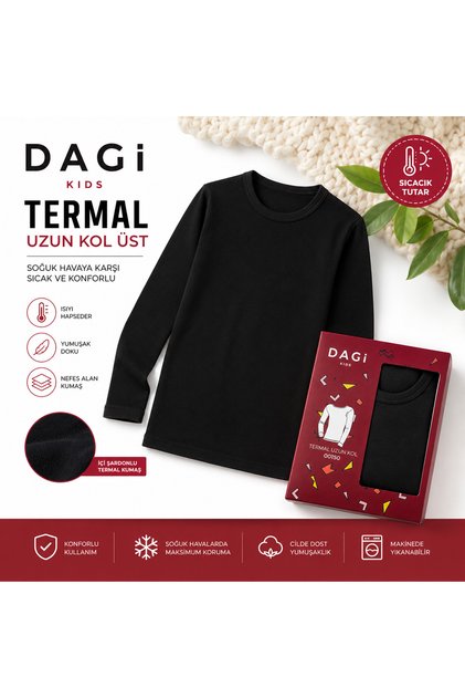 Kids Çocuk Termal Uzun Kollu İçlik Üst Bisiklet Yaka