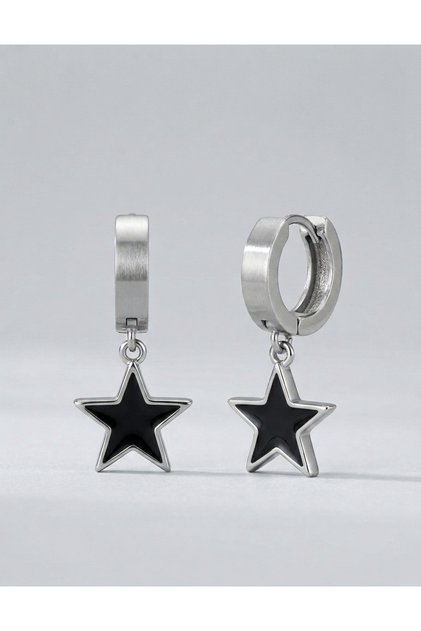 Black Star Steel Earring Set
