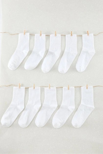 Men's Socks Cotton Medium Length Tennis and College Socks, 10 Pairs, Unisex, White Color-Tmnaw25Co00027