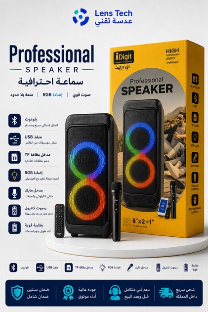 Portable Party Dj Speaker with Rgb Lights – Bluetooth & Tws for Parties and Trips 🎵 ✨ Idigit Portable Party Dj Speaker with Rgb Lights – Bluetooth & Tws