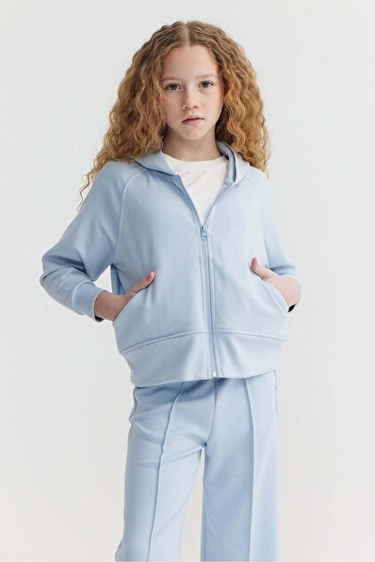 Girl's Hooded Soft Textured Sweat Top