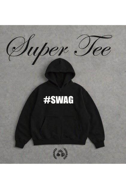 Swag Zip-Up Vintage Sweatshirt Hoodie Printed