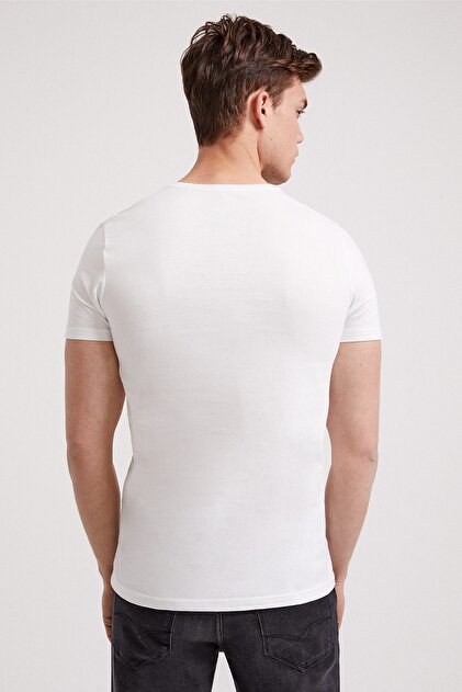 Lee Cooper Erkek Established O Yaka T-Shirt Beyaz 202 LCM 242010 - 4