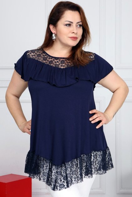 Special Design Lace Short Sleeve Frilled Comfortable and Stylish Blouse