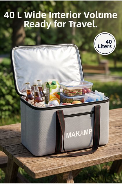 40 L Thermal Camping and Picnic Food Carrying Bag Cooler Ice Bag Gray