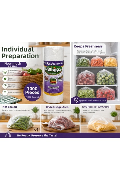 25X35 cm Ziplock Freezer Bags 1000 Pieces Extra Durable