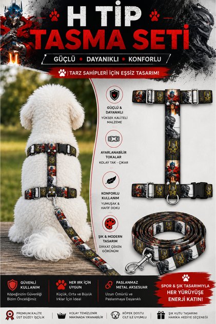 H Type Printed Adjustable Chest Harness and Travel Strap Set