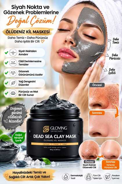 Pore ​​Firming Aging and Blackhead Blemish, Remover Collagen Dead Sea Clay Mask 150 Gr