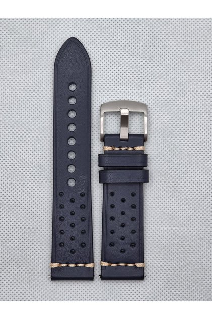 22mm Lacivert Deri Saat Kayışı