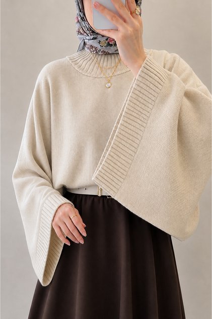 Women's Bat Sleeve Oversize Knitwear Sweater Skin Color