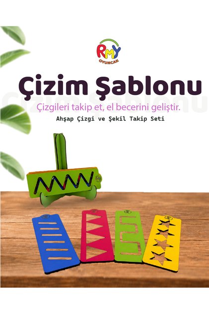 Wooden Line Tracing Set | Educational Template Set | Hand-Eye Coordination Toy (10 Pieces)