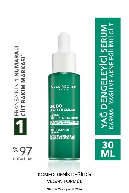 Arındırıcı Yağ Dengeleyici Serum-Süksinik Asit&Çinko-Sebo Active Clear Botanik Kompleks-30 ml