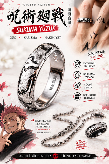 Anime Jujutsu Kaisen Ryomen Sukuna Itadori Yuji yüzük Cosplay parti erkekler ve kadınlar