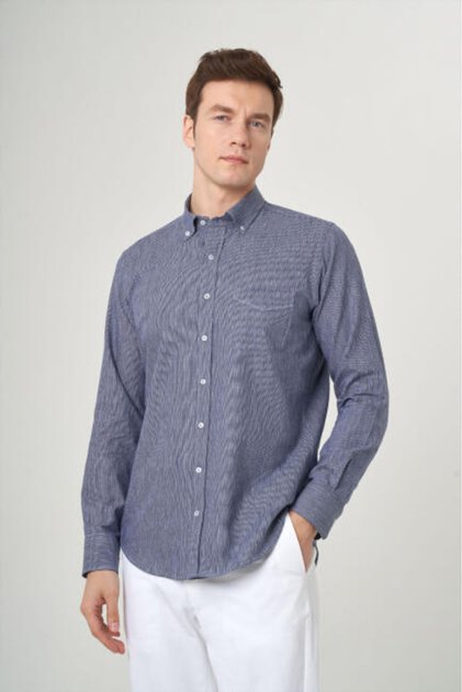 Regular Fit Long Sleeve Sports Navy Blue Men's Shirt