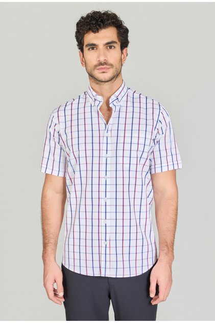 Red Regular Fit Cotton Pasha Collar Shirt